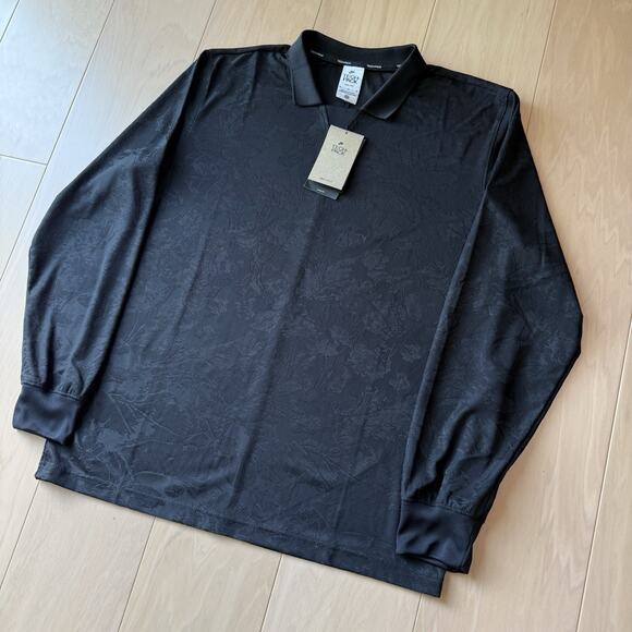 Nike Tech Pack Polo Medium Black Floral Long Sleeve Dri Fit NWT Soccer Rugby - Picture 10 of 10